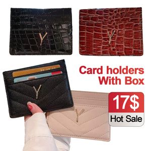 Tasarımcı Kredi Kimlik Kart Sahipleri Puts Lüks Kart Kılıfı Timsah Desen Desen Cüzdanlar Mini Kartlar Çantalar Kadınlar Debriyaj Kart Sahibi Altın Harf Moda Çantası Kutu