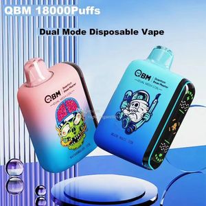 Kalite Otantik QBM18000 9000 Vapes Tek Kullanımlık Puf 18000 Puflar Vape Modu E Sigara 9k Puffs 18k Puffs Normal 18ml E-sıvı Dijital Ekran Vape Kalem