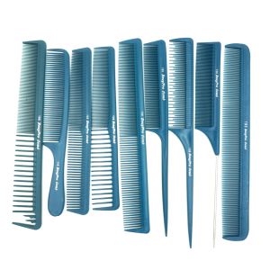 Инструменты Профессиональная расческа для стрижки волос, 9 шт./лот, антистатическая парикмахерская расческа синего цвета BY09 для парикмахеров, термостойкая