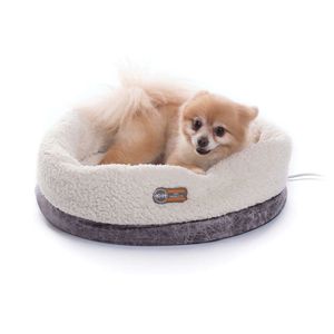 KH Pet Products Thermo-snle Cup Bomber — Кровать для кошек с подогревом в помещении, серая, 14 х 18 дюймов