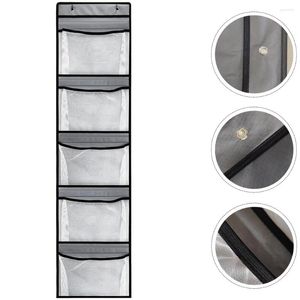 Sacos de armazenamento 5 compartimentos pendurado saco de parede rolando organizador de casa bolsos cabides de armário para ornamento de armário tecido não tecido