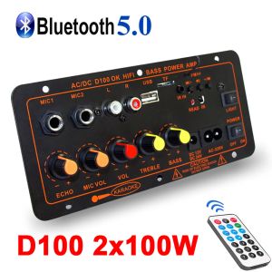 Hoparlörler D100 D300 Ses Amplifikatör Kartı 600W Destek Çift Mikrofon Bluetooth 4OHM Hoparlör için Subwoof 12V 24V 110V 220V