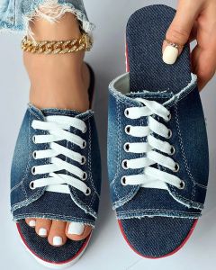 Sandalet Kadınlar Düz Sıradan Ayakkabı Günlük Giyim Ev Çekimi Eyel Tedeliği Tedeliği Peep Toe Saçak Kenti Terlik Sandalet