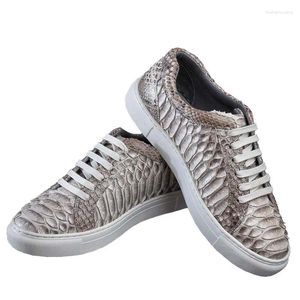 Повседневная обувь Ourui, настоящая кожа боа, мужская доска, белая модная змея Python