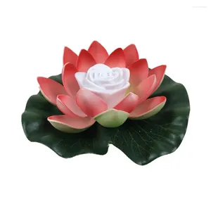 Dekoratif çiçekler led ev dekor lambası ışık 18/28cm sahte lotus çiçek yüzme havuzu bahçe gölet yüzen çiçek güneş ışıkları açık