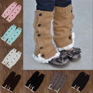 Botas 5Pairs/Lote Heap Heap Socks Fashion Winter Lace Button Leg Larter Knited Capas de meias Legwarmers Soft Classic Boots Knit Sock