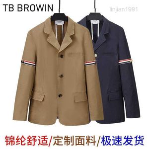 Erkek Ceketler Browin TB Yeni Yün Takım Kırmızı Beyaz Mavi Çizgili Şerit Bölünmüş Yakası Case Ceket