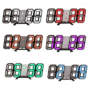 Relógios de parede 3D LED Digital Relógio Luminoso Multifuncional USB Plug In Eletrônico Decoração de Casa
