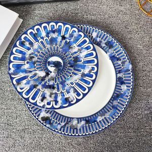 Tasarımcı yemekleri Set Bone China High-end-sofra batı tabağı 10 inç düz tabak ve 8 inç sığ tabak otel kulübü f-l