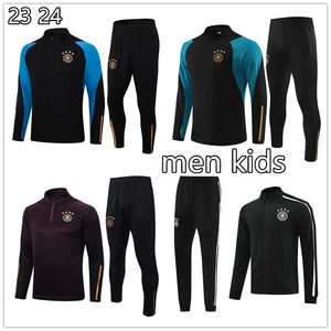 23 24 Almanya Erkek Çocukları Futbol Trailtsuits Logo Nakış Futbolu Yarım Çekme Giysileri Açık Jogging Shirt Boş Zaman Spor Takım