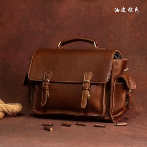 MAHEU винтажная кожаная сумка через плечо, мужская сумка-мессенджер для камеры, кожаная сумка для видеокамеры Crazy Horse