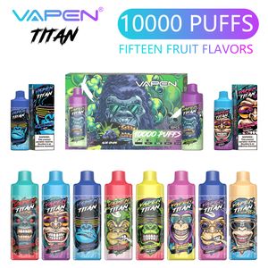 Оригинальный VAPEN Titan vape 10000 затяжек Одноразовые электронные сигареты Razz Bar Заправка электронных сигарет без утечек Vape 10k Tornado Puff Огромный пар 10000puffs США на складе 12k