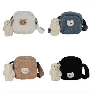 Вечерние сумки, осенне-зимняя милая сумка-мессенджер с медведем, женская плюшевая сумка через плечо для мобильных телефонов и девочек, японский стиль Ins