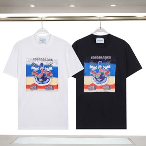 24SS Tasarımcı Erkek Tişörtleri Yaz Harajuku Erkek Kadın Gömlek Yuvarlak Boyun Baskısı Üstler Spor Pamuk Giysileri