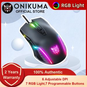 Fareler Onikuma Kablolu Oyun Faresi RGB Işık Ayarlanabilir 6400 DPI 7 Programlanabilir Düğmeler Ergonomik Tasarım Fareleri PC Compute