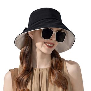 Шляпы с широкими полями Панама Женская летняя солнцезащитная шляпа с бантом элегантная женская солнцезащитная пляжная шляпа с широкими полями на открытом воздухе головные уборы оптом новые поступления 240322
