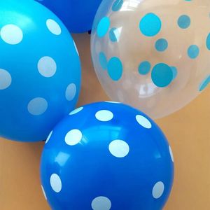 Parti dekorasyonu 50pcs/lot mavi polka noktaları 12 inç 2.8g şeffaf balon doğum günü düğün helyum balonları