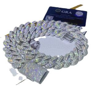 Personalizado vvs moissanite diamante cubano link corrente gelo fora 18mm hip hop masculino jóias pingente colar miami