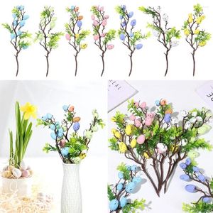 Dekoratif çiçekler 35cm parti vazo dekor düğün iyilikleri yapay sahte bitki köpük yumurta çiçeği paskalya dekorasyon ağacı şube