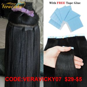 Extensions Veravicky Light Yaki Tape In Extensions 50g 200g Natural Black Remy Human Hair Weaves Silk Yaki Straight Tape Ins 1424inch