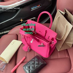 Top Qualität H Designer Frauen Geldbörse Echtes Leder Handtaschen 2024 Neue Echte Tasche TOGO Schicht Rindsleder Himbeere Rot Rose Silber haben echtes Logo