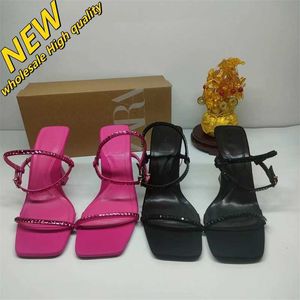 Ucuz Mağaza% 90 İndir Toptan Topuklu Headed Shoes Sandalet Yüksek ZA ve Soğuk Su Pırlanta Sandaletleri Dekorasyonlu Kare Yeni Kadınlar Açık Ayak Ayak Tapı Bayanlar için Ayarlanabilir