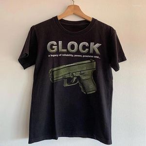 Мужские футболки Grunge Goth Y2K Хлопковая футболка Gun Harajuku Футболка с графическим принтом Панк Негабаритный топ Хип-хоп Винтажная уличная одежда с коротким рукавом
