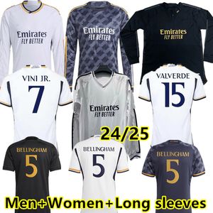 2023 Bellingham Futbol Formaları 23 24 25 Mbappe Futbol Gömlek Real Madrids Camavinga Alaba Modric Valverde Camiseta Üniformaları Vini Jr Arda Guler Uzun Kollu Kadınlar