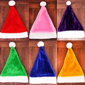 Cappello natalizio da elfo in peluche corto colorato Rosso Rosa Verde Blu Cappelli da Babbo Natale per adulti Novità s