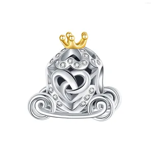 Pietre preziose sciolte Argento sterling 925 Zucca Auto Corona d'amore Perline gialle Fascino Adatto Pendenti originali Braccialetti Donna Gioielli fai da te Regalo