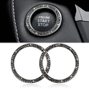 Acessórios de parada de partida de motor de carro, anel de strass adesivo, anéis de diamante para BMW BENCar decoração de interiores 2 tamanhos
