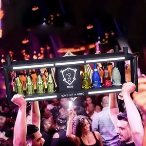 Gece kulübü 8 şişe Şampanya Taşıyıcı Metal Lüks Şarap Şaraplı Tutucu Ekran Rafı Led Likör Şişesi Dekoratif Prop Şişesi Stand