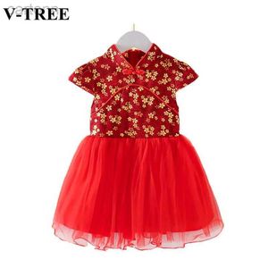 Vestidos da menina meninas vestido primavera/verão crianças estilo chinês vestido infantil qipao vestido de princesa menina bebê imagem roupas 24323