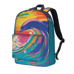 Sırt çantası Dolphin Neo Fauvism Minimal Sport Sırt Çantaları Kadın Erkekler Renkli Nefes Alabaş Okul Çantaları Güzel Sıralama