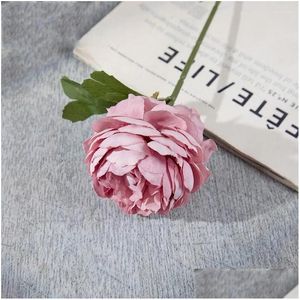 Ghirlande di fiori decorativi Piccola rosa tea Simation Decorazione pasquale finta Negozio Mall Vetrina Puntelli Decor Goccia naturale conservata Otgox