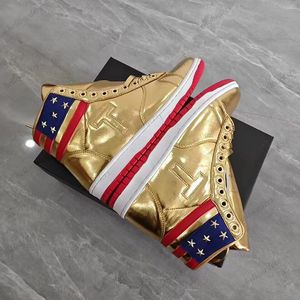 T Trump Spor Sneakers Asla Teslim Olmaz Yüksek Sneaker Gold Mens Kadın Günlük Basketbol Ayakkabıları Büyük Boyut 47