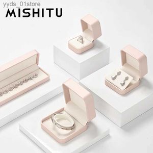 Шкатулки для драгоценностей MISHITU Розовая шкатулка для драгоценностей Высококачественная искусственная кожа Коробка для колец Подвеска для сережек Женская подарочная коробка для упаковки ювелирных изделий Оптовая L240323