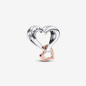 İki tonlu Openwork Infinity Heart Charm Pandoras 925 STERLING Gümüş Lüks Takı Cazibesi Set Set Yapma Altın Takılar Tasarımcı Kolye Kolye Orijinal Kutu