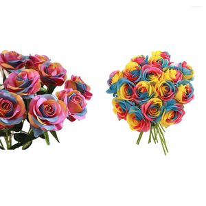 Dekoratif Çiçekler 2 Parça Simüle Güller - Düğün ayarı için renkli ve canlı yüksek simülasyon maliyet etkinliği karanlık