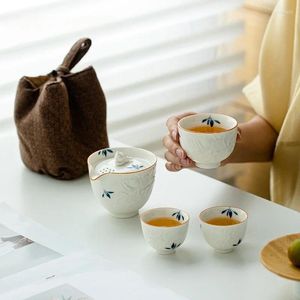 Наборы чайной посуды Чистая ручная роспись чайный сервиз с бабочкой и орхидеей Zen 1 горшок 3 чашки бытовой чайник для заваривания уличная сумка для пикника ремесло
