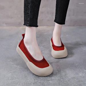 Sıradan Ayakkabı Birkuir Retro Loafers Kadınlar için Orijinal Deri Yumuşak Tabelalar Üzerinde Kaymak Lüks kırmızı Daireler Zarif Bayanlar