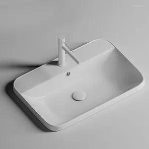 Rubinetti per lavabo da bagno per lavabo da semincasso in porcellana dal design minimalista realizzato a mano