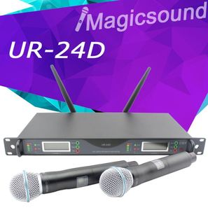 Новое поступление, высококачественная UR24D для сцены, беспроводная система PLL True Diversity UHF UR4D с двойным ручным беспроводным микрофоном5151539