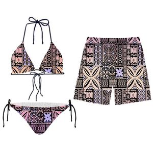 2022 Женские купальники Polynesia Tribal Design на заказ Дешевые комплект из 2 предметов Пляжная одежда Match Men Short