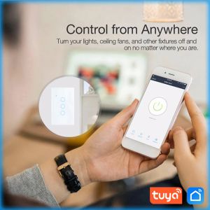 Kontrol Aubess WiFi Smart Switch ABD Standart 1/2/3/4 Gang Akıllı Ev Duvar Dokunmatik Panel Anahtarı Tuka Akıllı Yaşam Alexa Google Assistant