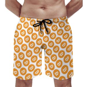 Cool Bitcoin Board Shorts Mens Cryptocurrency Coin Short Classic Daily Swim Trunks Plus Size 240314