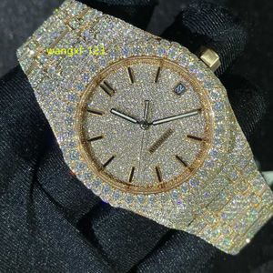 Sıcak satıcı buzlu moissanite watch özel elmas saati erkekler için ücretsiz gönderim ile otomatik saatler
