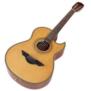Gitar 10 String Elektrikli Akustik Gitar Yüksek Parlak Folk Gitar Keskin Açılı Tasarım Klasik Başlı Doğal Renk