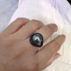 Кольца кластера MeiBaPJ 9-10 мм, натуральный павлин, синий круглый жемчуг, модное кольцо из настоящего серебра 925 пробы, пустой держатель, изысканные свадебные украшения для женщин