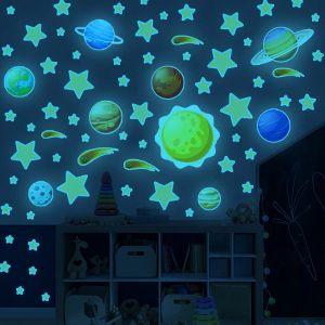 Наклейки Синий Свет Светящиеся Солнечные Звезды Наклейки На Стены Светятся В Темноте Вселенной Наклейки На Стены Для Домашнего Декора Гостиная Детская Спальня Потолок